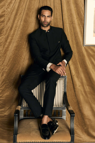 Gatsby black bandhgala set