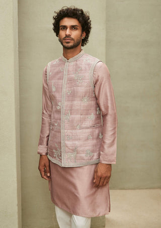 Matsya Men-Rose Pink Reimagined Jodhpuri Bundi-INDIASPOPUP.COM