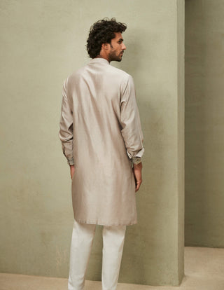 Matsya Men-Gray Classic Kurta And Pants-INDIASPOPUP.COM