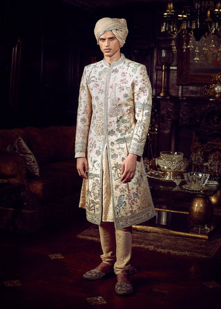 Vintage Peach Masai Sherwani Set by Matsya Men available on Indiaspopup.com