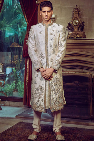 Aurum ekru tree of life sherwani set