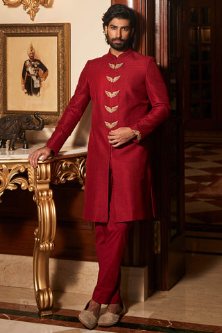 Paradise scarlet  sherwani set