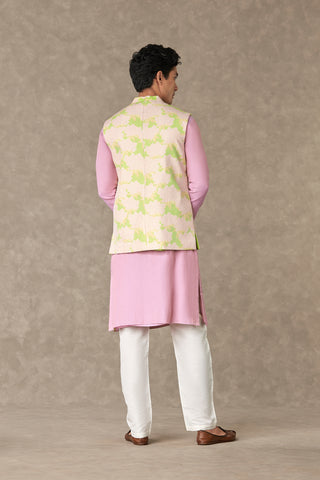 House Of Masaba Men-Mint Candy Swirl Bandi And Kurta Set-INDIASPOPUP.COM