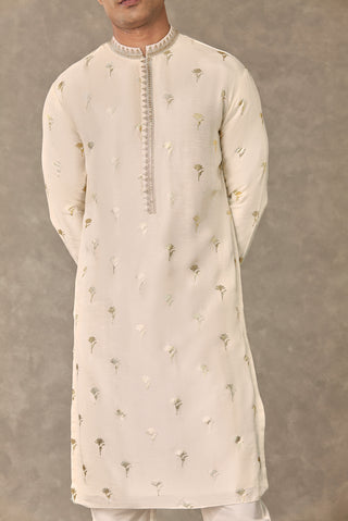 House Of Masaba Men-Ivory Wine Garden Kurta With Pants-INDIASPOPUP.COM