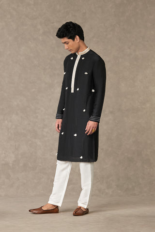 House Of Masaba Men-Black Tassel Kurta And Pants-INDIASPOPUP.COM