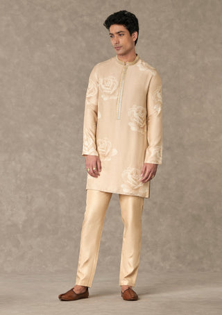 House Of Masaba Men-Beige Trikone And Bundi Set-INDIASPOPUP.COM