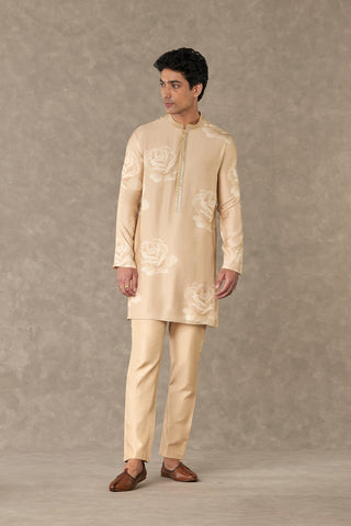 House Of Masaba Men-Beige Trikone And Bundi Set-INDIASPOPUP.COM