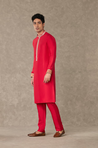 House Of Masaba Men-Red Anar Kurta And Pants-INDIASPOPUP.COM