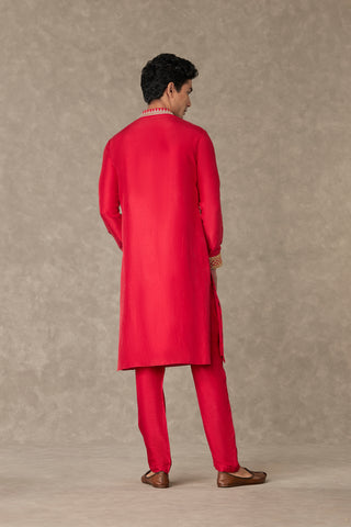 House Of Masaba Men-Red Anar Kurta And Pants-INDIASPOPUP.COM