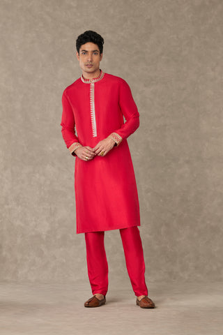 House Of Masaba Men-Red Anar Kurta And Pants-INDIASPOPUP.COM