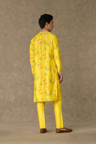 House Of Masaba Men-Lemon Yellow Juhi Kurta And Pants-INDIASPOPUP.COM