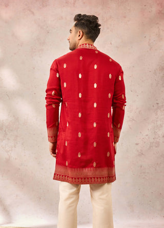 House Of Masaba Men Red Haaath Phool Kurta available on indiaspopup