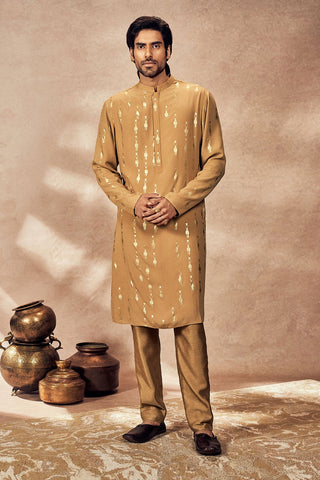 Beige Tribal Pillar Kurta And Pants by House Of Masaba Men, available on Indiaspopup.com