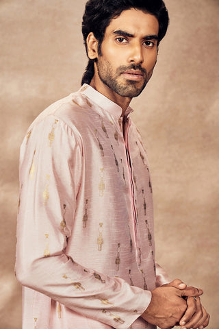 Baby Pink Tribal Pillar Kurta And Pants by House Of Masaba Men, available on Indiaspopup.com