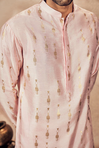 Baby Pink Tribal Pillar Kurta And Pants by House Of Masaba Men, available on Indiaspopup.com