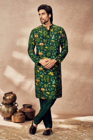 Green Tropical Rhapsody Kurta And Pants by House Of Masaba Men, available on Indiaspopup.com