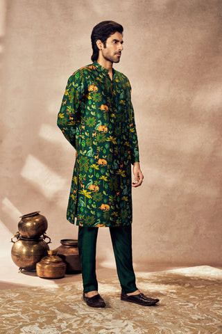 Green Tropical Rhapsody Kurta And Pants by House Of Masaba Men, available on Indiaspopup.com