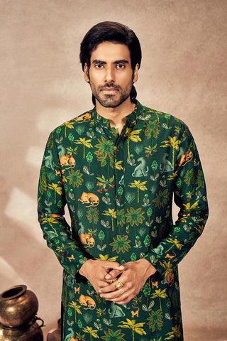 Green Tropical Rhapsody Kurta And Pants by House Of Masaba Men, available on Indiaspopup.com