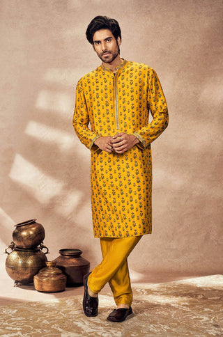 Yellow Pixie Dust Kurta And Pants by House Of Masaba Men, available on Indiaspopup.com