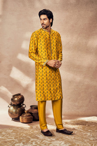 Yellow Pixie Dust Kurta And Pants by House Of Masaba Men, available on Indiaspopup.com