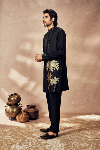 Black Palm Blooms Kurta And Pants by House Of Masaba Men, available on Indiaspopup.com