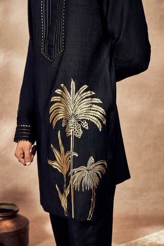 Black Palm Blooms Kurta And Pants by House Of Masaba Men, available on Indiaspopup.com