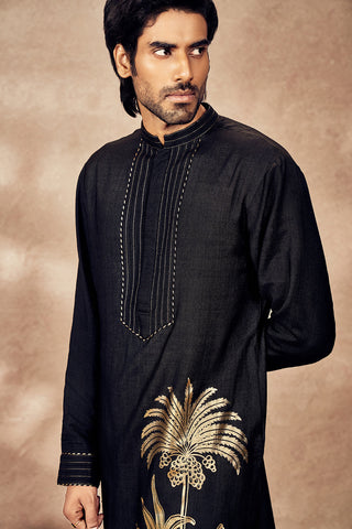 Black Palm Blooms Kurta And Pants by House Of Masaba Men, available on Indiaspopup.com