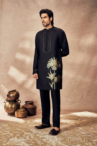 Black Palm Blooms Kurta And Pants by House Of Masaba Men, available on Indiaspopup.com