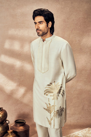 Ivory Palm Blooms Kurta And Pants by House Of Masaba Men, available on Indiaspopup.com