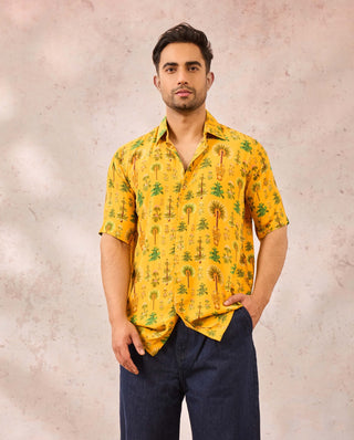 House Of Masaba Men Yellow Nomadic Tribe Shirt available on indiaspopup