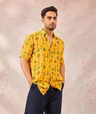 House Of Masaba Men Yellow Nomadic Tribe Shirt available on indiaspopup