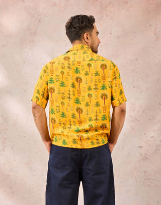 House Of Masaba Men Yellow Nomadic Tribe Shirt available on indiaspopup