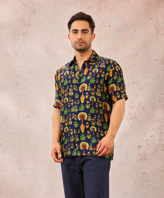 House Of Masaba Men Blue Nomadic Tribe Shirt available on indiaspopup