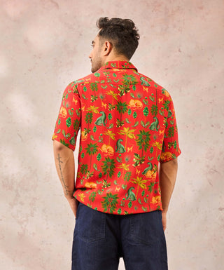 House Of Masaba Men Red Tropical Rhapsody Shirt available on indiaspopup