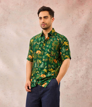 Green tropical rhapsody shirt