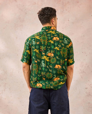 House Of Masaba Men Green Tropical Rhapsody Shirt available on indiaspopup