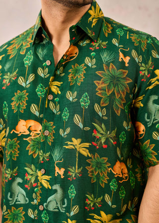 Green tropical rhapsody shirt