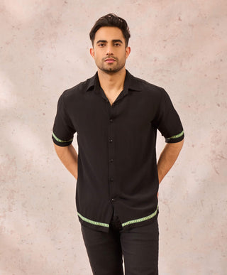 House Of Masaba Men Black Tropical Print Shirt available on indiaspopup