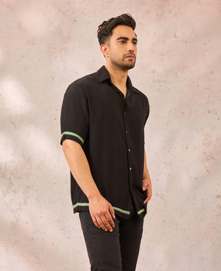 House Of Masaba Men Black Tropical Print Shirt available on indiaspopup