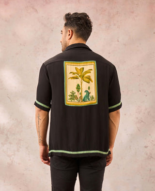 House Of Masaba Men Black Tropical Print Shirt available on indiaspopup