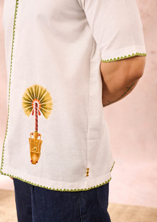 White tropical embroidered shirt