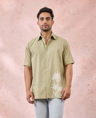 House Of Masaba Men Green Palm Tree Print Shirt available on indiaspopup