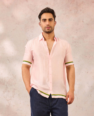 House Of Masaba Men Baby Pink Leopard Print Shirt available on indiaspopup