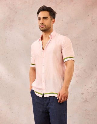 House Of Masaba Men Baby Pink Leopard Print Shirt available on indiaspopup