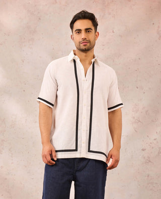 House Of Masaba Men White Monotone Tropical Shirt available on indiaspopup