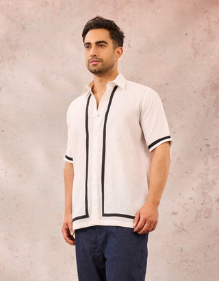 House Of Masaba Men White Monotone Tropical Shirt available on indiaspopup