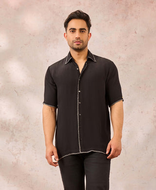 House Of Masaba Men Black Midnight Imprint Shirt available on indiaspopup