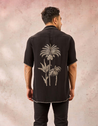 House Of Masaba Men Black Midnight Imprint Shirt available on indiaspopup