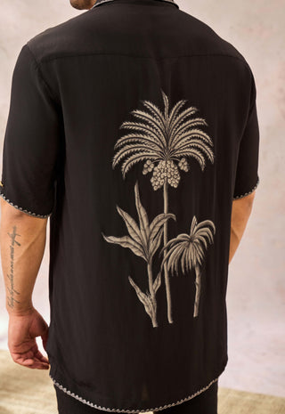 House Of Masaba Men Black Midnight Imprint Shirt available on indiaspopup