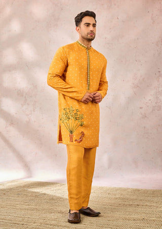 Yellow Spade Blossom Kurta And Pant by House Of Masaba Men available on Indiaspopup.com